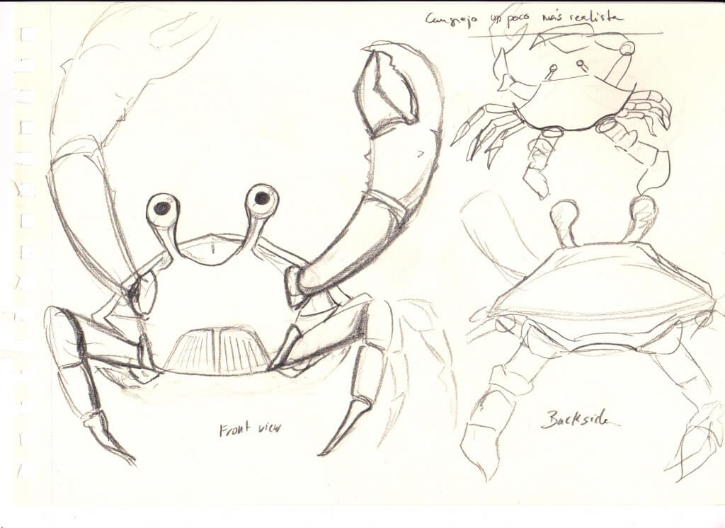 More cartoon crab sketches